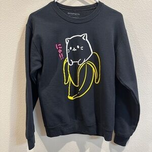 Black Cat and Banana Sweatshirt Bananya Crunchyroll